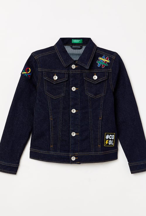 UNITED COLORS OF BENETTON Boys Solid Full Sleeves Denim Jacket