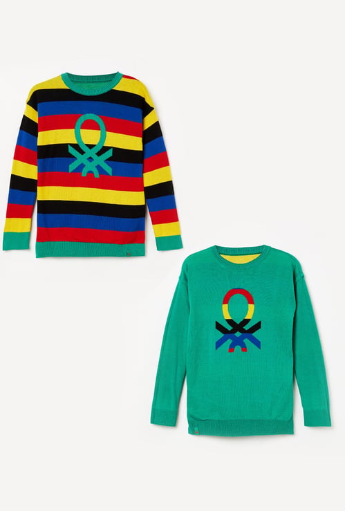 UNITED COLORS OF BENETTON Boys Textured Reversible Sweater