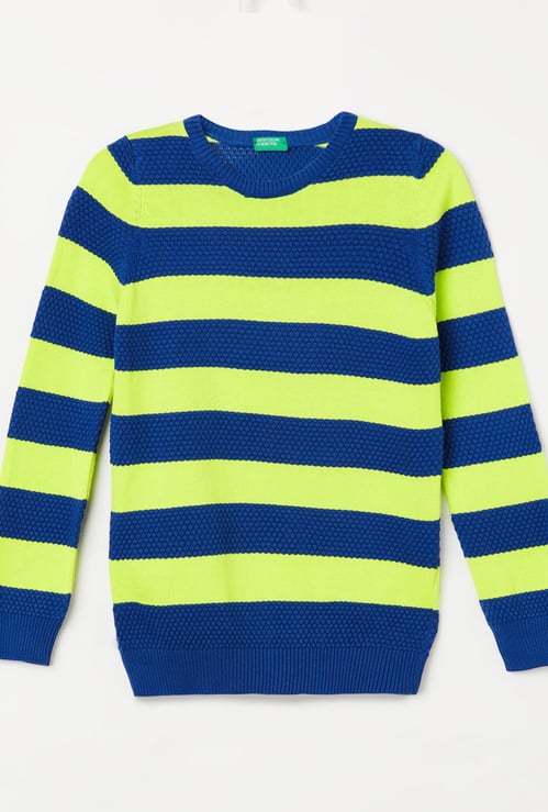 UNITED COLORS OF BENETTON Boys Striped Crew-Neck Sweater