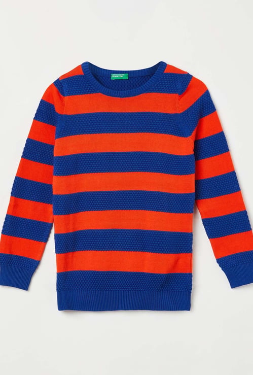 UNITED COLORS OF BENETTON Boys Striped Full Sleeves Sweater