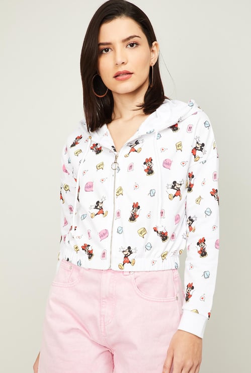 GINGER Women Printed Hooded Sweatshirt