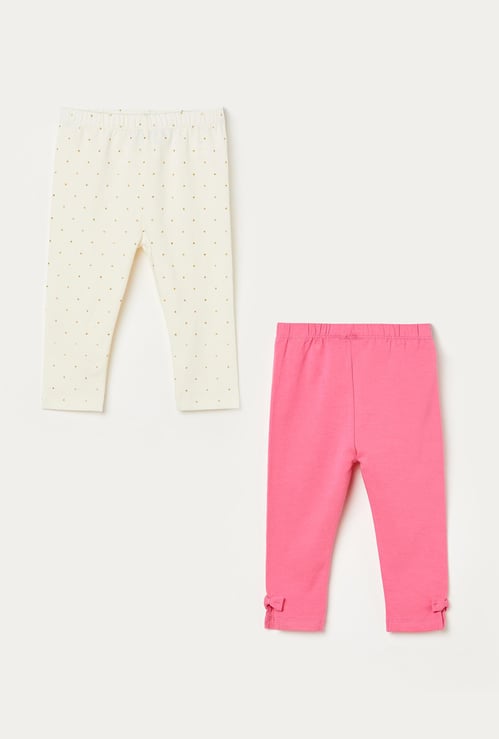 JUNIORS Girls Elasticated Leggings - Set of 2 Pcs