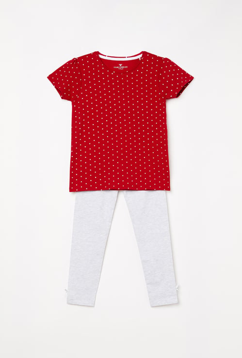 FAME FOREVER KIDS Girls Printed T-shirt and Solid Leggings