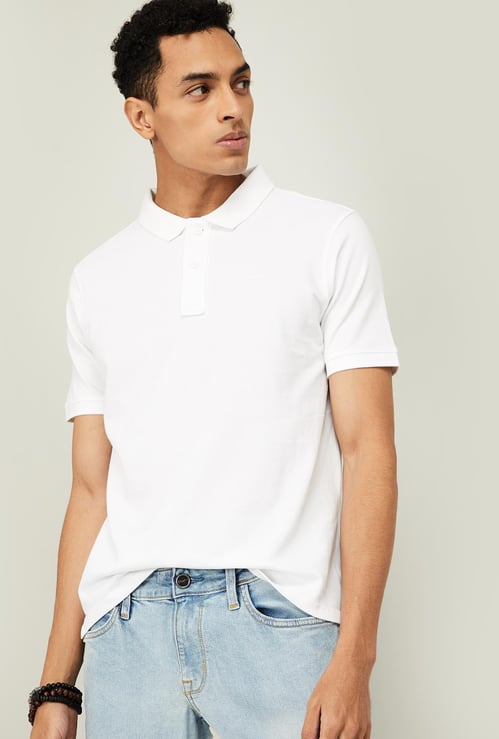 WRANGLER Men Solid Short Sleeves Regular Fit Polo T-shirt