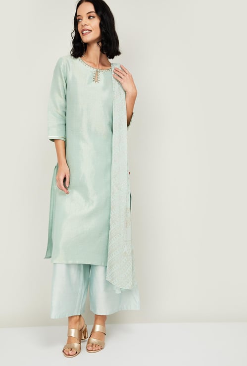 W Women Striped Kurta with Palazzos and Dupatta