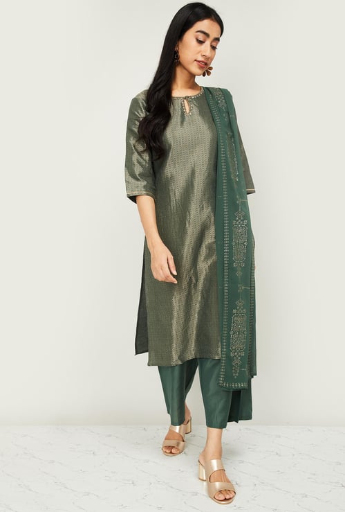 W Women Straight Kurta with Palazzos and Dupatta