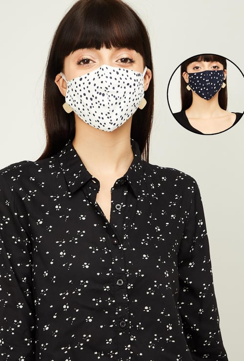 GINGER Women Polka-Dot Print Reusable Reversible Masks - Pack of 2