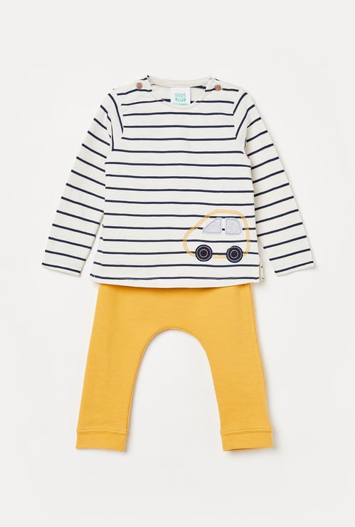 FS MINI KLUB Boys Striped T-shirt and Solid Pants