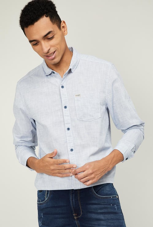WRANGLER Men Textured Full Sleeves Regular Fit Casual Shirt