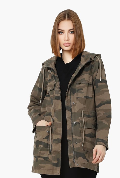 ONLY Women Camouflage Print Hooded Jacket