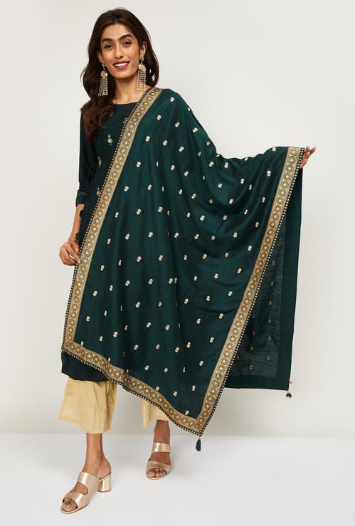 SPAN Women Embroidered Tassel Detailed Dupatta