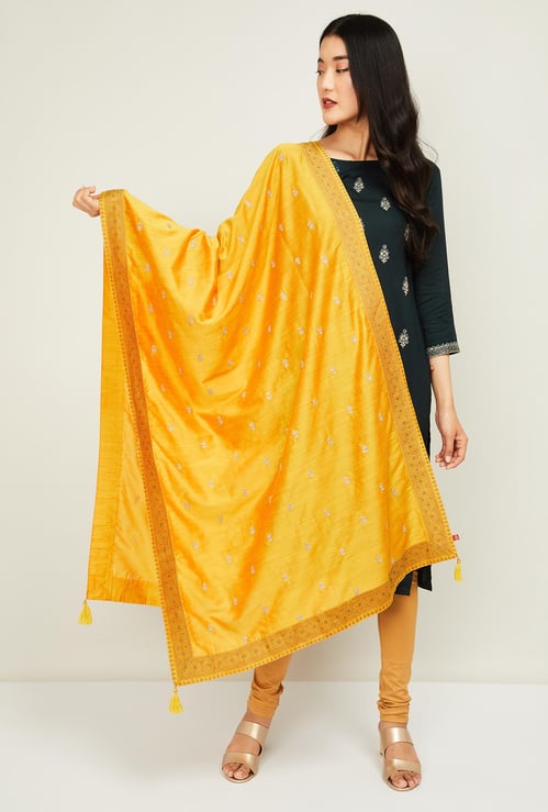SPAN Women Embroidered Tassel Detailed Dupatta
