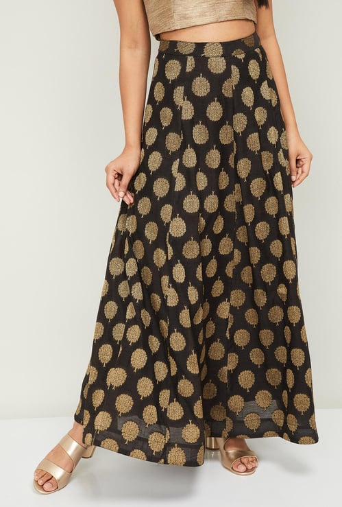 SPAN Women Jacquard Pattern Ethnic Skirt