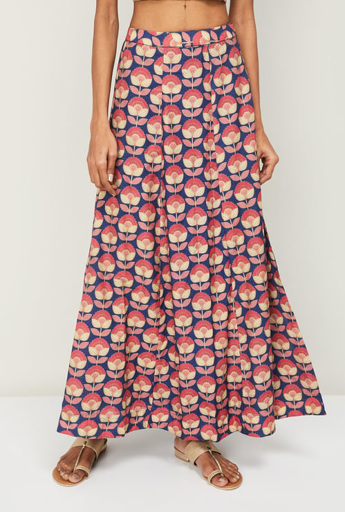 SPAN Women Jacquard Pattern Ethnic Skirt