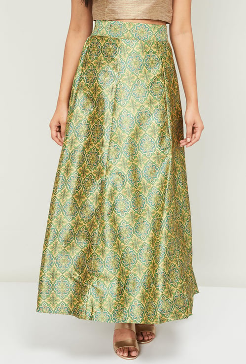 SPAN Women Jacquard Pattern Ethnic Skirt