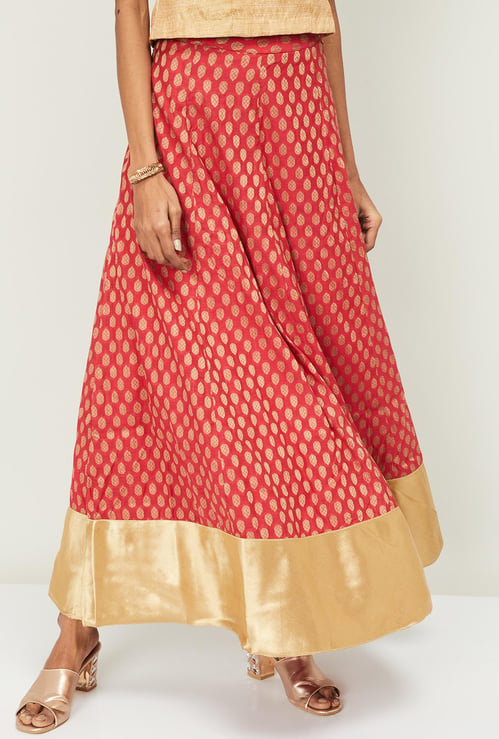 SPAN Women Jacquard Pattern Ethnic Skirt