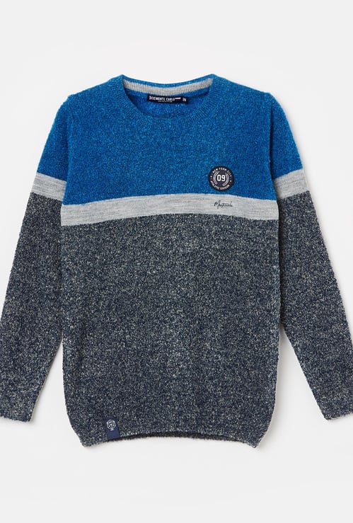 MONTE CARLO Boys Colourblocked Full Sleeves Sweater