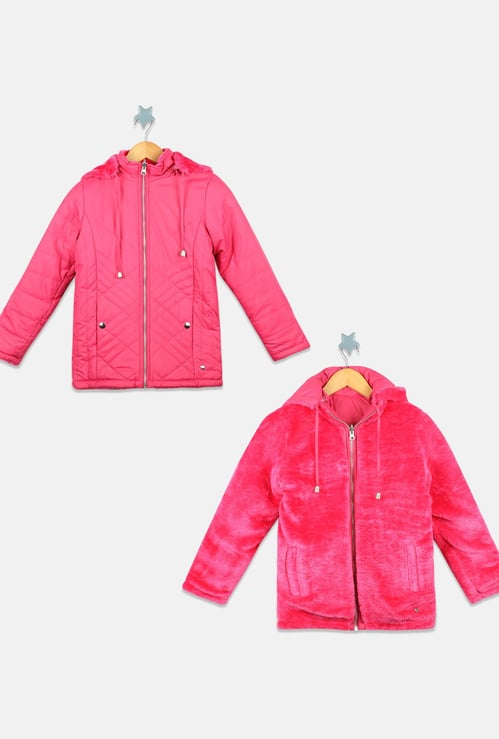 MONTE CARLO Boys Hooded Reversible Jacket- Pack of 2