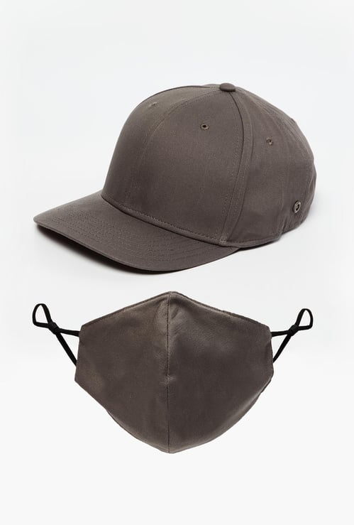 FREE AUTHORITY Men Solid Cap with Face Mask