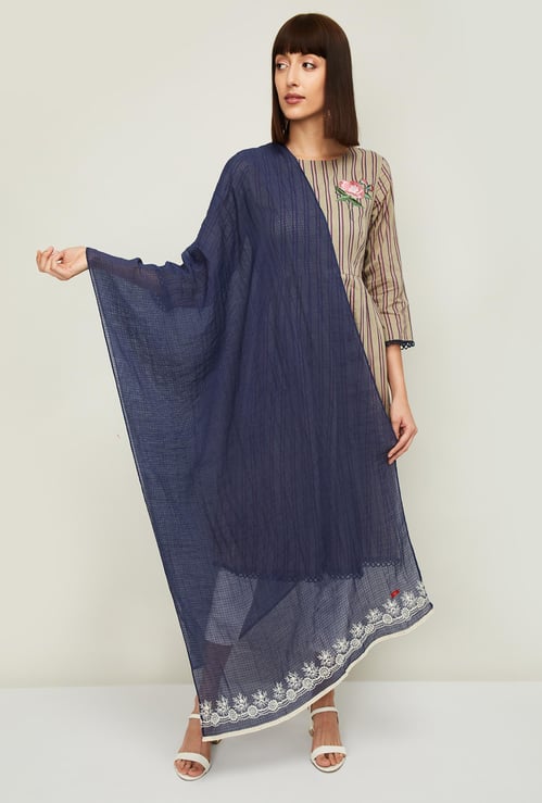 W Women Checked Dupatta