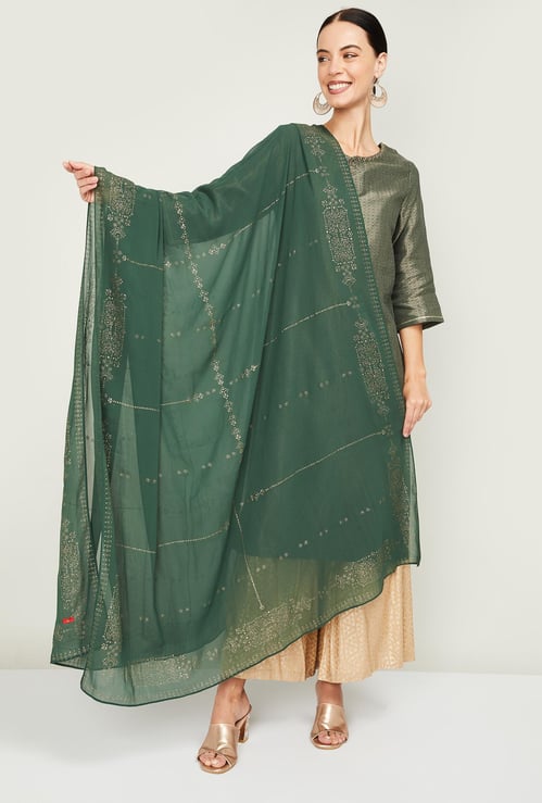 W Women Semi-Sheer Dupatta with Zari Work