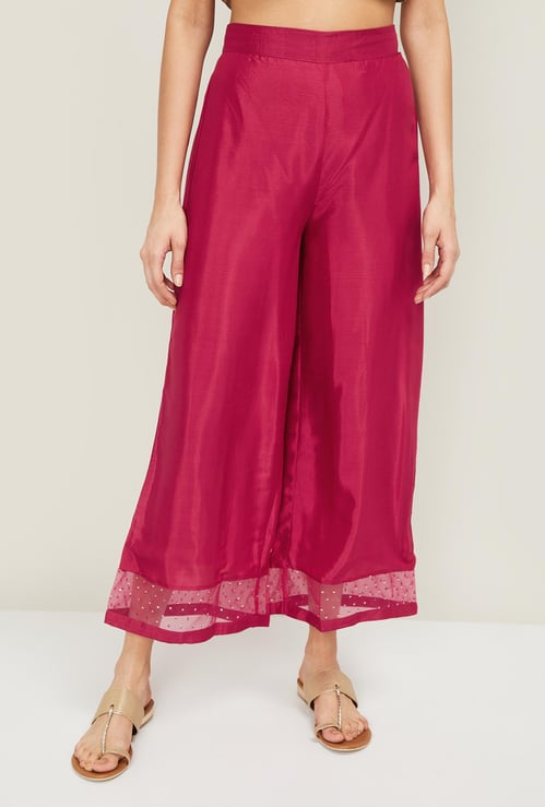 W Women Flared Solid Palazzos
