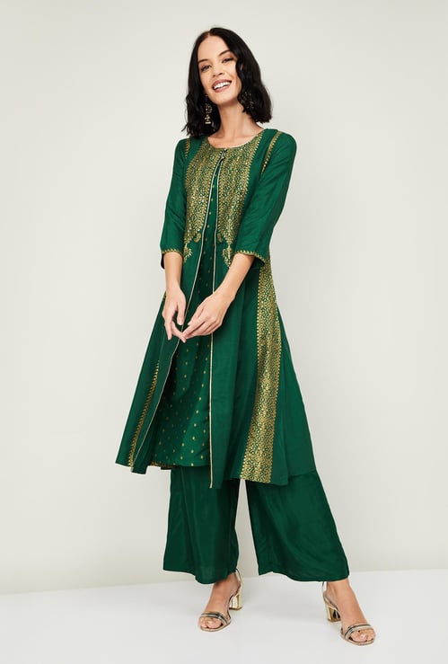 W Women Printed A-line Kurta with Palazzos