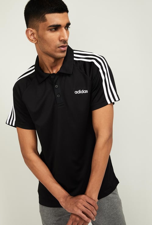 ADIDAS Men Striped Regular Fit Polo T-shirt