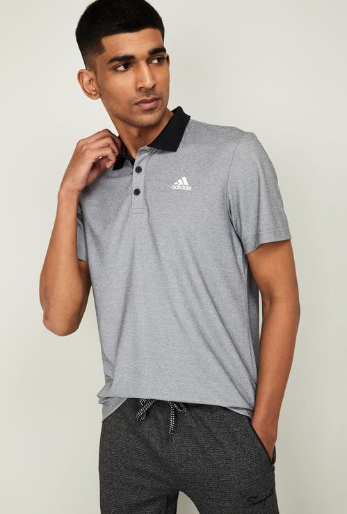 ADIDAS Men Heathered Regular Fit Training Polo T-shirt