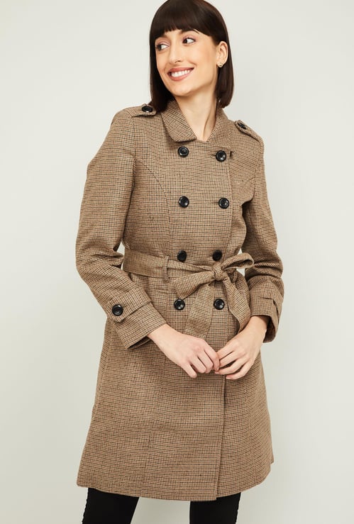 VAN HEUSEN Women Checked Tie-Up Waist Jacket