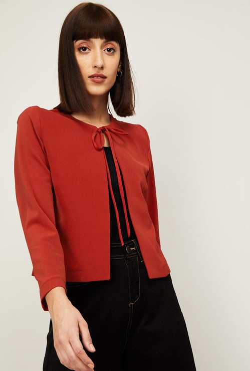 VAN HEUSEN Women Solid Tie-Up Shrug