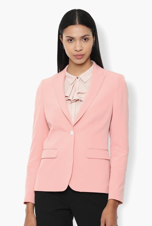 VAN HEUSEN Women Solid Regular Fit Single-Breasted Blazer