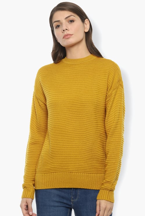 VAN HEUSEN Women Patterned Knit Drop-Shoulder Sweater