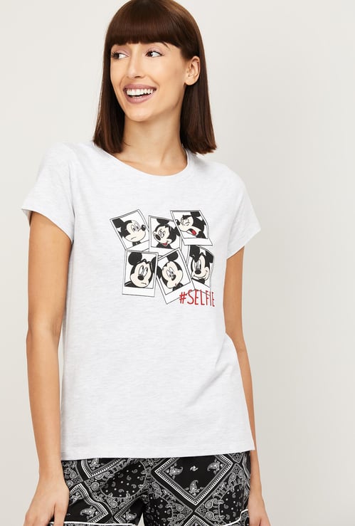 GINGER Women Mickey Mouse Print Lounge T-shirt