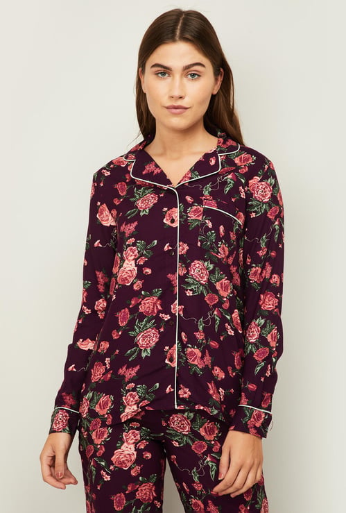 GINGER Women Floral Printed Lounge Shirt
