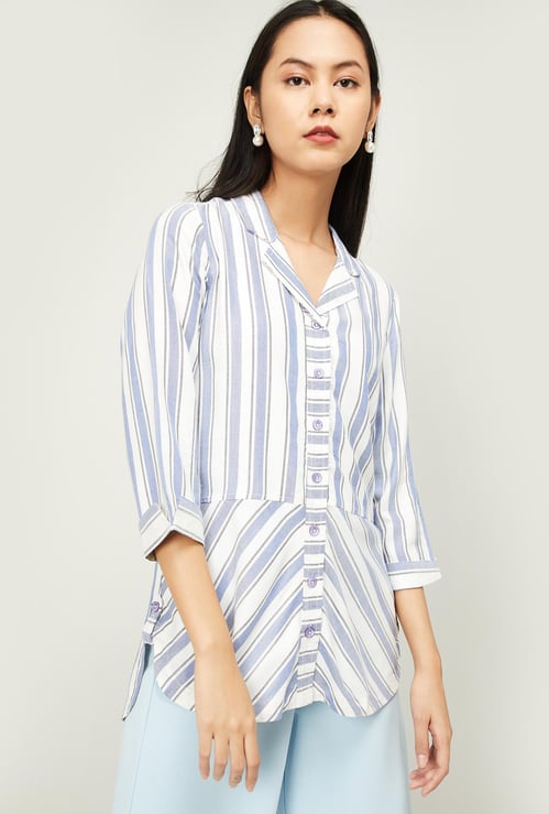 LATIN QUARTERS Women Striped Three-quarter Sleeves Tunic