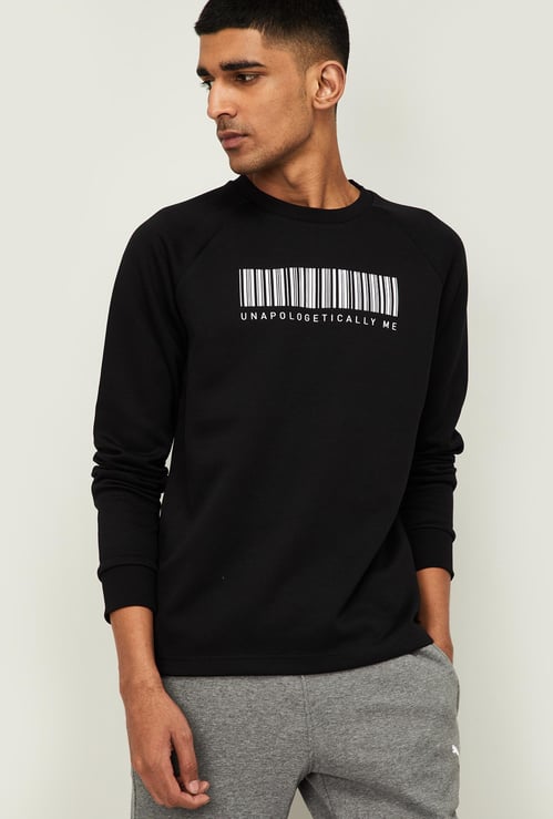 PUMA Men Typographic Print Sweatshirt with Raglan Sleeves