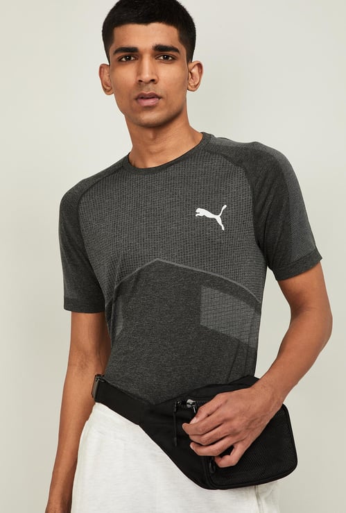 PUMA Men Checked Regular Fit Training Crew Neck T-shirt