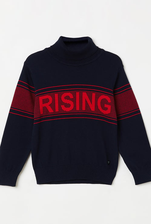 STATUS QUO Boys Jacquard Pattern High-Neck Sweater