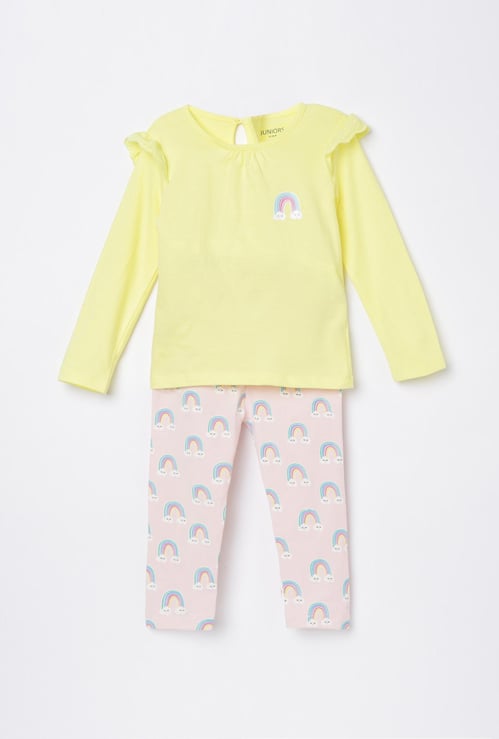 JUNIORS Girls Printed Top with Elasticated Pants