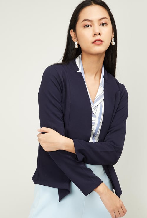 AND Women Solid Open-Front Jacket