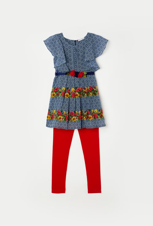 PEPPERMINT Girls Printed Tunic with Solid Leggings