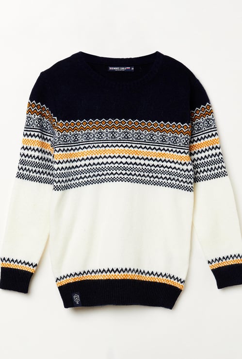 MONTE CARLO Boys Patterned Knit Colourblock Pullover