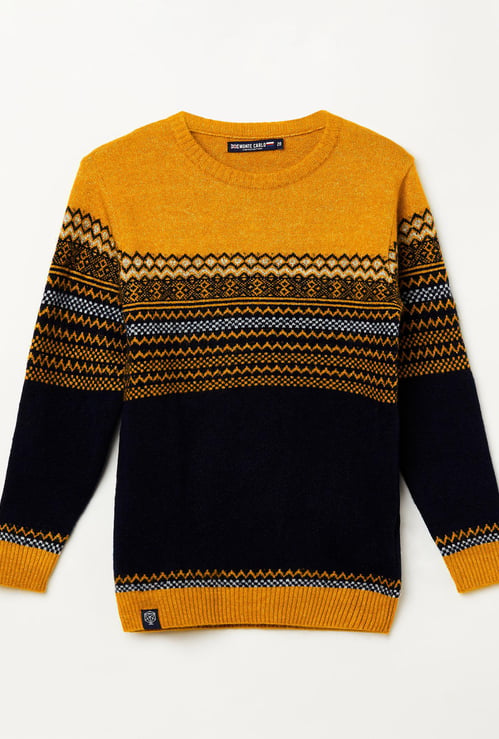 MONTE CARLO Boys Patterned Knit Colourblock Pullover