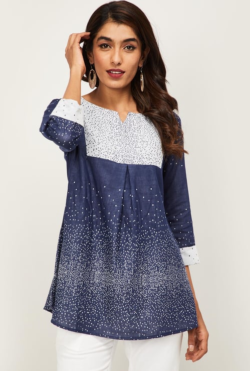 SPAN Women Printed Three-Quarter Sleeves Top