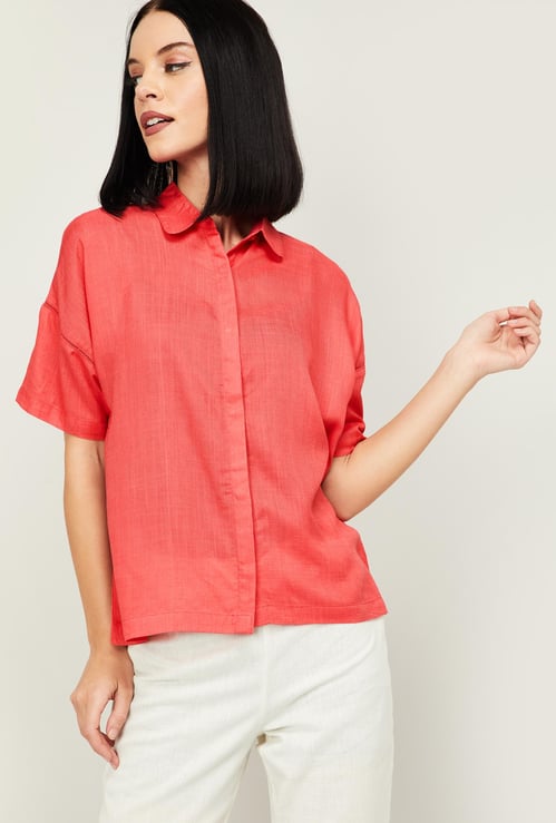 SPAN Women Solid Regular Fit Casual Shirt