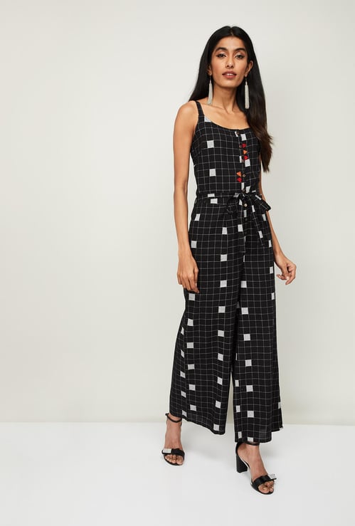 COLOUR ME Women Checked Sleeveless Jumpsuit