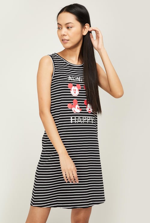 GINGER Women Striped Sleeveless Night Dress