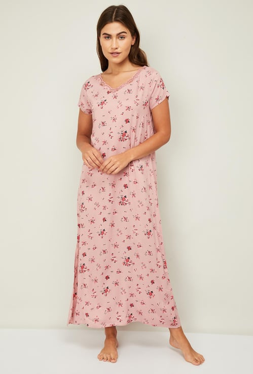 GINGER Women Floral Printed Night Dress