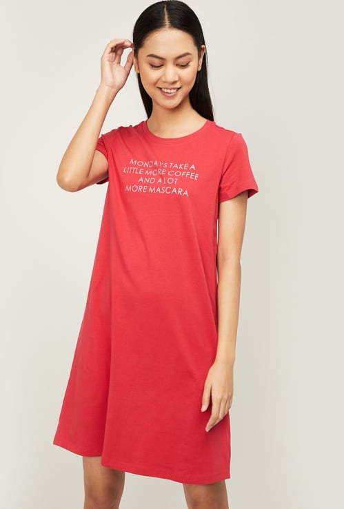GINGER Printed Short Sleeves Night Dress